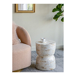 Приставной столик с мозаичным рисунком из раковин устриц Bone Inlay варинант исполнения - 6 | Loft Concept в Костроме