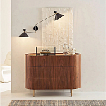 Комод округлой формы с тремя ящиками Walnut and Leather варинант исполнения - 9 | Loft Concept в Костроме