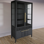 Витрина Primo со стеклянными фасадами и буфетом шпон Черный дуб варинант исполнения - 3 | Loft Concept в Костроме