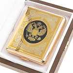 Портсигар на 20 сигарет с гравировкой Герба России в подарочной коробке Metal Cigarettes Cases варинант исполнения - 4 | Loft Concept в Костроме
