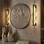 Бра вертикальное черного цвета с золотыми кругами и квадратами Gravyura варинант исполнения - 6 | Loft Concept в Костроме