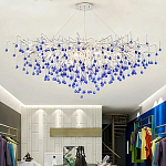 Люстра овальная с синими стеклянными подвесками в форме капель FAIRYTREE Light варинант исполнения - 4 | Loft Concept в Костроме