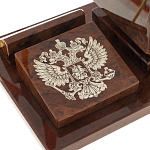 Настольный письменный набор с часами в виде пирамиды из природного камня обсидиана Pyramid of Time варинант исполнения - 3 | Loft Concept в Костроме