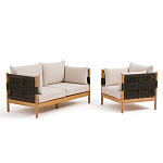 Садовый диван из тикового дерева и веревок Оreon варинант исполнения - 6 | Loft Concept в Костроме