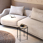 Стол журнальный круглый со столешницей из стекла Gold and Black Marble варинант исполнения - 5 | Loft Concept в Костроме