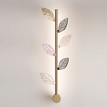 Бра с золотистой вертикальной трубкой и декоративными прозрачными листьями из стекла Sylva  варинант исполнения - 2 | Loft Concept в Костроме
