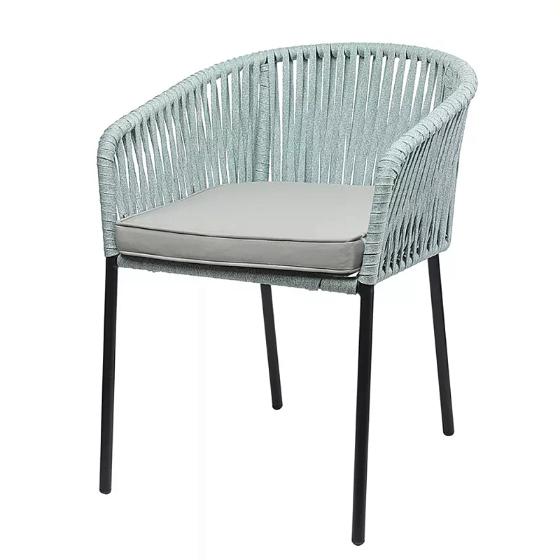 Стул с декором в виде плетеных лент на спинке и подлокотниках Semicircular Chair Decorated with Ribbons Бежевый Голубой Стул с декором в виде плетеных лент на спинке и подлокотниках Semicircular Chair Decorated with Ribbons Бежевый Голубой в Костроме | Loft Concept