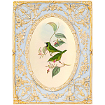 Декоративный постер с изображением птиц в раме с рельефным растительным узором Blooming Birds Poster варинант исполнения - 9 | Loft Concept в Костроме