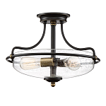 Потолочный светильник со стеклянным плафоном на изогнутых кронштейнах Quoizel  варинант исполнения - 15 | Loft Concept в Костроме