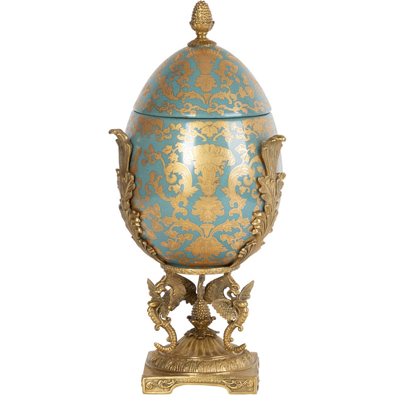 Фарфоровая шкатулка The Royal Egg Бронза Голубой Фарфоровая шкатулка The Royal Egg Бронза Голубой в Костроме | Loft Concept