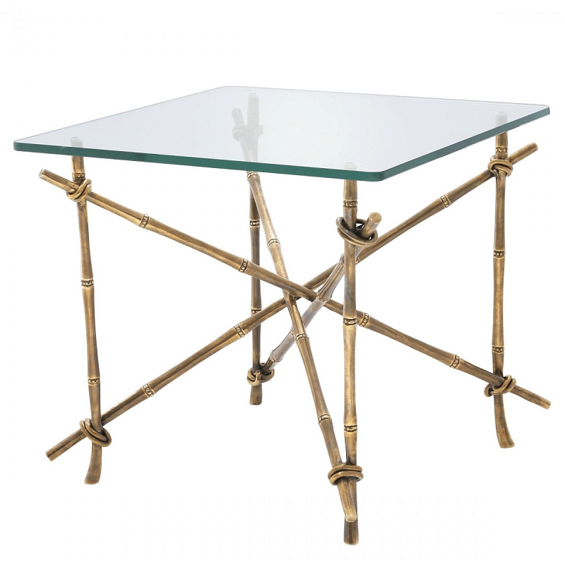 Журнальный стол Eichholtz Side Table Kahala Латунь Античная полированная Прозрачное Стекло Журнальный стол Eichholtz Side Table Kahala Латунь Античная полированная Прозрачное Стекло в Костроме | Loft Concept