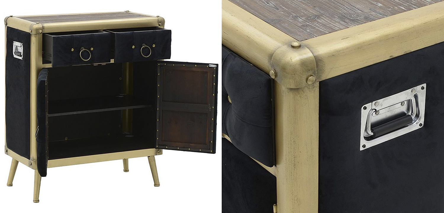 Комод с текстильной обивкой Jokum Chest of Drawers Черный Комод с текстильной обивкой Jokum Chest of Drawers Черный - Loft-Concept в Костроме