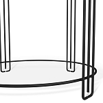 Стол журнальный круглый с серой столешницей из стекла на 4-х черных ножках Gray and Gold Marble варинант исполнения - 4 | Loft Concept в Костроме