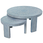 Комплект журнальных столов с инкрустацией Stripes Set of two tables blue варинант исполнения - 1 | Loft Concept в Костроме