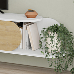 ТВ-тумба подвесная белая с полкой и откидной дверцей цвета древесины TONE TV STAND WHITE варинант исполнения - 4 | Loft Concept в Костроме