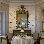 Обои ручная роспись Fishes Blue Pearl on Tarnished Silver gilded silk with pearlescent antiquing варинант исполнения - 6 | Loft Concept в Костроме