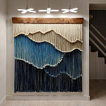 Текстильный Арт-объект на стену ручной работы из веревок Blue Mountains варинант исполнения - 2 | Loft Concept в Костроме