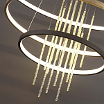 Люстра подвесная с 3-мя круглыми подвесами в черном и золотистом цвете и вертикальными подвесками Ring Horizontal варинант исполнения - 3 | Loft Concept в Костроме