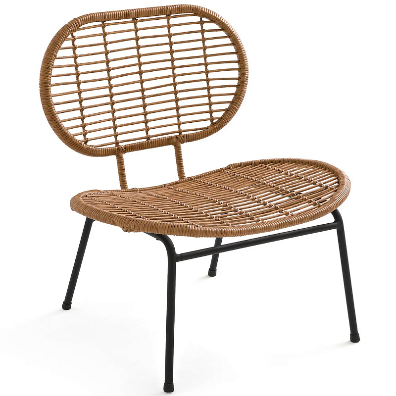 Садовое кресло из искусственного ротанга Mills Rattan Wicker Chair Коричневый Черный Садовое кресло из искусственного ротанга Mills Rattan Wicker Chair Коричневый Черный в Костроме | Loft Concept