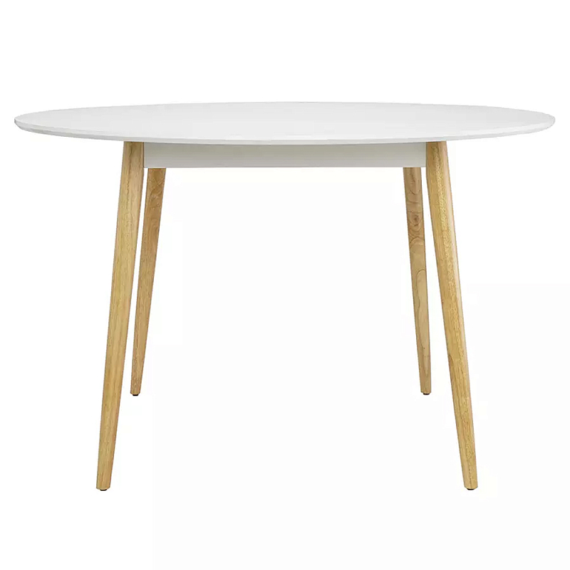 Круглый обеденный стол на 4-х ножках Round Dining Table Mateo Черный Белый Круглый обеденный стол на 4-х ножках Round Dining Table Mateo Черный Белый в Костроме | Loft Concept