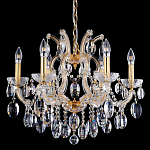 Люстра подвесная с 6-ю лампочками и прозрачными хрустальными подвесками на основании золотого цвета Crystal lamps варинант исполнения - 1 | Loft Concept в Костроме