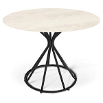 Стол обеденный с круглой керамической столешницей песчаного цвета Sand Ceramics варинант исполнения - 1 | Loft Concept в Костроме