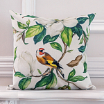 Декоративная подушка бежевая с изображением птица в саду Blooming Birds варинант исполнения - 2 | Loft Concept в Костроме
