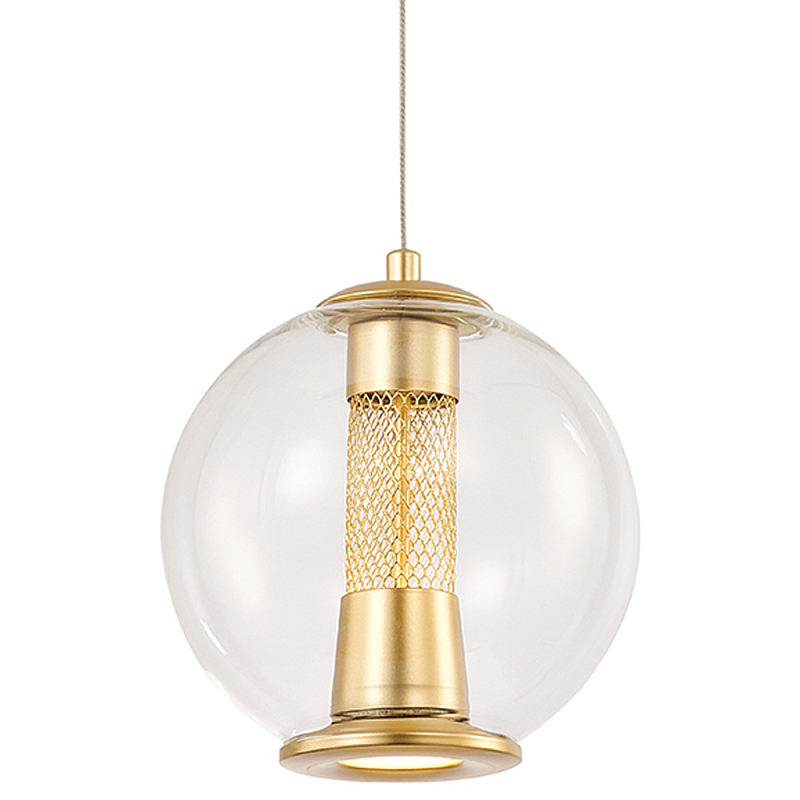 Подвесной светильник с плафоном в форме шара Inner Gleam Orb gold Прозрачное Стекло Золотой Подвесной светильник с плафоном в форме шара Inner Gleam Orb gold Прозрачное Стекло Золотой в Костроме | Loft Concept