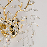 Бра золотого цвета с декоративными ветвями и прозрачными подвесками в форме листьев Droplet Chandelier варинант исполнения - 6 | Loft Concept в Костроме
