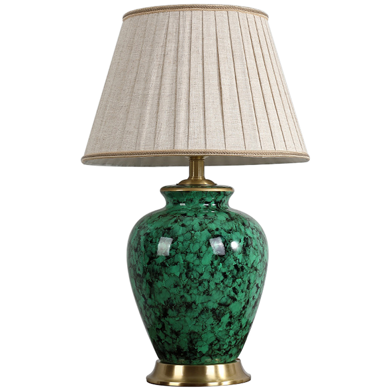 Настольная лампа с абажуром Beige Green Malachite Lampshade Зеленый Золотой Серый Настольная лампа с абажуром Beige Green Malachite Lampshade Зеленый Золотой Серый в Костроме | Loft Concept
