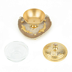 Икорница с декором "Три рыбки" с гравировкой на подставке из натурального камня Агат Decorative Cavair Dishes варинант исполнения - 3 | Loft Concept в Костроме