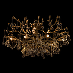 Потолочная люстра в виде ветвей деревьев золотого цвета с прозрачными подвесками-каплями Droplet Chandelier варинант исполнения - 4 | Loft Concept в Костроме