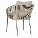 Стул серо-бежевый с декоративным плетением на спинке и подлокотниках Chair Weave варинант исполнения - 5 | Loft Concept в Костроме