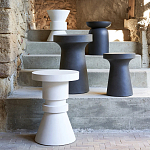 Приставной стол из искусственного камня Chess White варинант исполнения - 3 | Loft Concept в Костроме