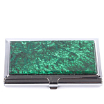 Визитница карманная металлическая с накладкой из натурального камня Малахит Stone Business Card Holders  варинант исполнения - 1 | Loft Concept в Костроме