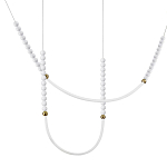 Подвесной светильник с 3-мя изогнутыми плафонами и белыми декоративными шариками PEARLS Suspension варинант исполнения - 1 | Loft Concept в Костроме