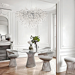 Люстра подвесная с прозрачными стеклянными подвесками в форме капель Диаметр 80 см Droplet Chandelier варинант исполнения - 11 | Loft Concept в Костроме