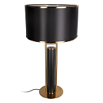 Настольная лампа с чёрным тканевым абажуром и металлическим корпусом золотого цвета Golden Arc варинант исполнения - 2 | Loft Concept в Костроме