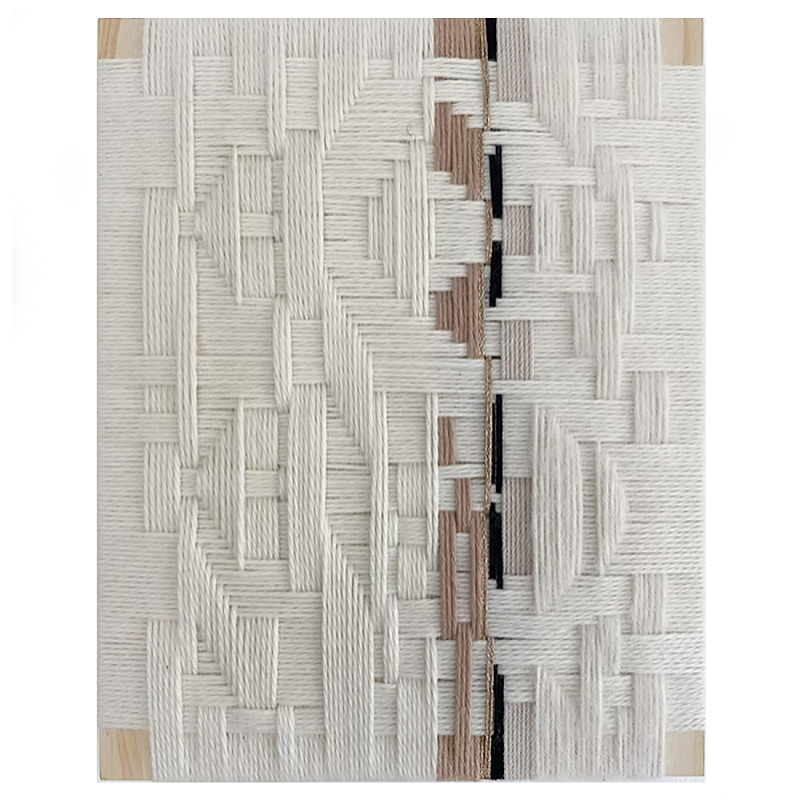Текстильное панно ручной работы из хлопкового шнура wall panel line beige Коричневый Молочный в Костроме | Loft Concept 