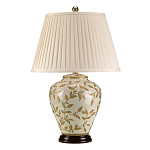 Настольная лампа с фарфоровым основанием бежевого цвета с рисунком и плиссированным абажуром на темной подставке Elstead Lighting варинант исполнения - 6 | Loft Concept в Костроме