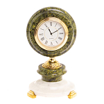 Часы настольные бронзовые из натуральных камней Мрамор и Змеевик Stone Clock варинант исполнения - 10 | Loft Concept в Костроме