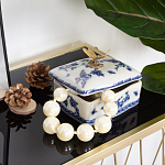 Фарфоровая шкатулка с бронзовой стрекозой Blue and White варинант исполнения - 7 | Loft Concept в Костроме