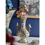 Ваза белого цвета из фарфора с цветочным рисунком и бронзовыми ручками с фигурками птиц Eden Garden porcelain and bronze варинант исполнения - 2 | Loft Concept в Костроме