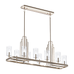 Люстра прямоугольная цвета латунь с прозрачными рифлеными цилиндрическими плафонами Kichler варинант исполнения - 11 | Loft Concept в Костроме