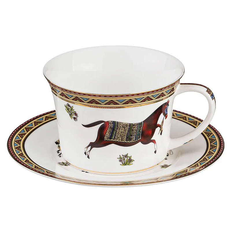 Чайная пара из фарфора с изображением лошади 250 мл Porcelain Horse Set Белый Мульти Чайная пара из фарфора с изображением лошади 250 мл Porcelain Horse Set Белый Мульти в Костроме | Loft Concept