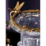 Ваза из прозрачного стекла на бронзовой подставке с ободком и ручками в виде стрекоз Eden Garden варинант исполнения - 5 | Loft Concept в Костроме