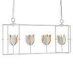 Люстра белая прямоугольная с абажурами в виде цветков тюльпана White Tulips варинант исполнения - 2 | Loft Concept в Костроме