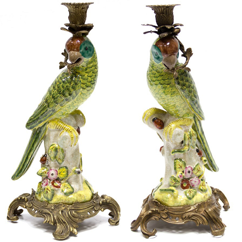 Подсвечник Candlestick Green Parrot Зеленый Бронза Подсвечник Candlestick Green Parrot Зеленый Бронза в Костроме | Loft Concept
