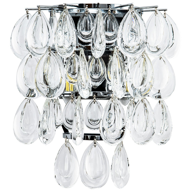 Бра с хрустальными подвесками в виде капель Antoine Crystal Drops Chrome Wall Lamp Хром Прозрачное Стекло Бра с хрустальными подвесками в виде капель Antoine Crystal Drops Chrome Wall Lamp Хром Прозрачное Стекло в Костроме | Loft Concept