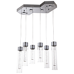 Люстра c 6-ю стеклянными плафонами хром Sparkling Bubbles Tube Chrome Hanging Lamp варинант исполнения - 1 | Loft Concept в Костроме
